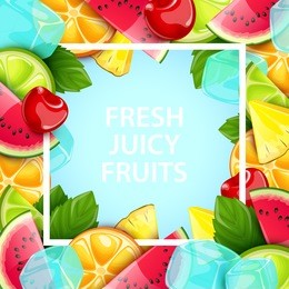 vector colorful background with fruits and berries.
