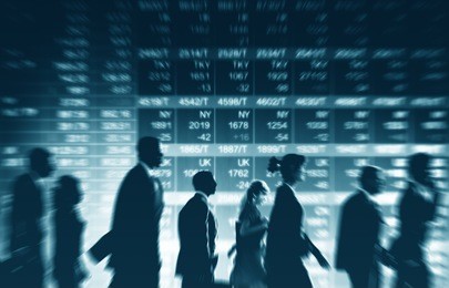group of business people stock market concept