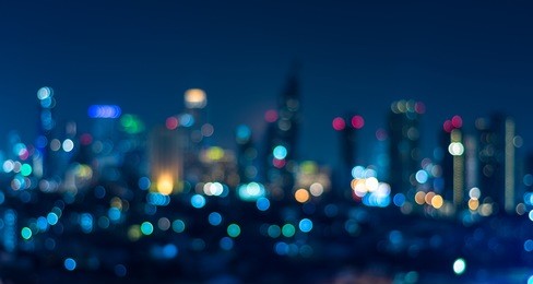 cityscape bokeh, blurred photo, cityscape at twilight time