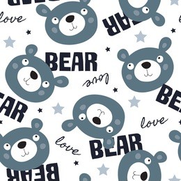 seamless cute teddy bear pattern vector illustration