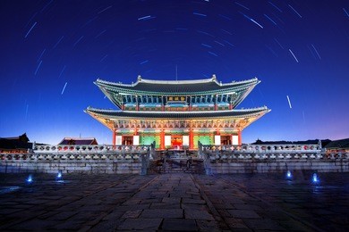 gyeongbokgung palace at night in seoul,korea.