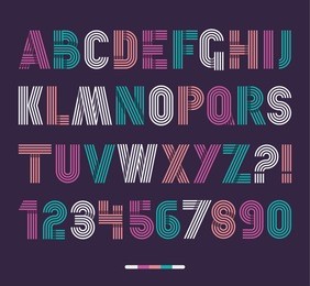 retro stripes funky fonts set,trendy elegant retro style design. vector design.