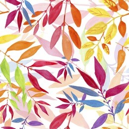 colorful autumn leaves seamless pattern.  watercolor painting.