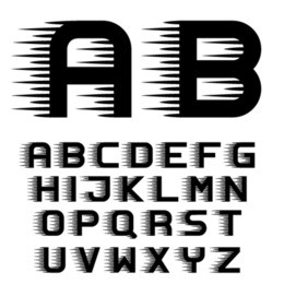 speed font - vector, motion lines, alphabet letters