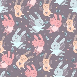 seamless pattern with cute bunny. background for kids. lovely rabbits.