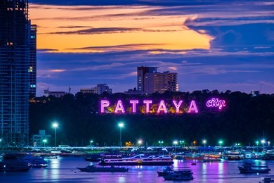 colorful of pattaya city alphabet in the twilight