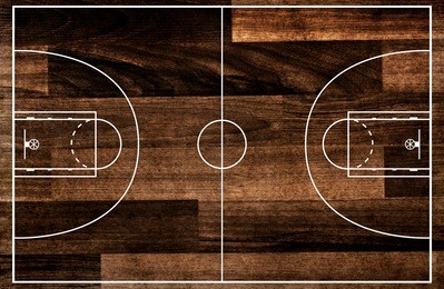 basketball court floor plan on old wooden pattern