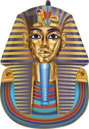vector drawing of a hand a golden mask of tutankhamun