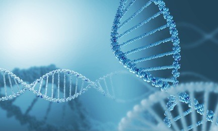 biochemistry background concept with high tech dna molecule