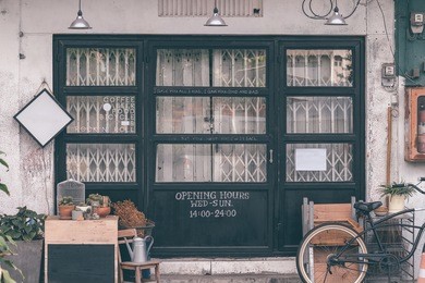 front of coffeehouse