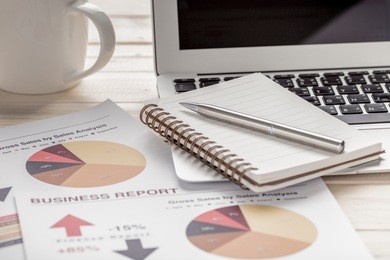 showing business and financial report. accounting