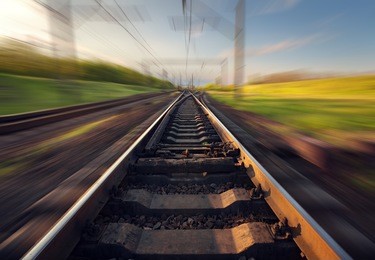 cargo train platform at sunset. railroad in ukraine. railway station.