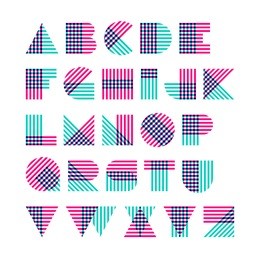 striped alphabet made of crossed lines. vector.