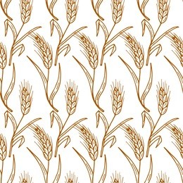 hand drawn doodles wheat ears - vector seamless pattern