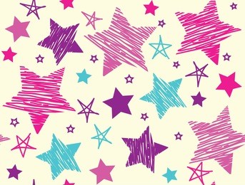 set of hand drawn stars. seamless background. vector illustration.
