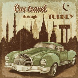 car travel retro poster.