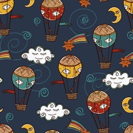 seamless background with hot air balloons. vector illustration