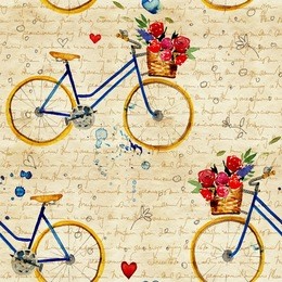 hand drawn watercolor pattern with bike in vintage style. watercolor retro bike seamless pattern. watercolor pattern with bicycles.