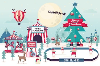 christmas winter wonderland template vector/illustration