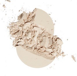 crumbled natural powder on white background