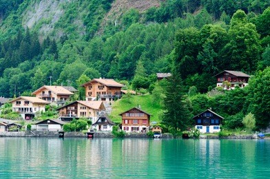 view from lake brienz, switzerland