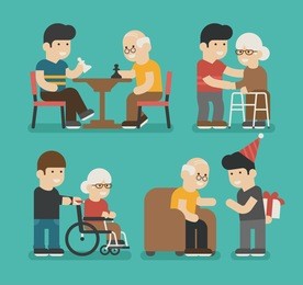 set of volunteer characters , eps10 vector format