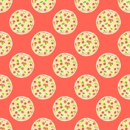 pizza. seamless pattern with italian pizzas. hand-drawn original food background. real watercolor drawing. 