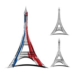 vector eiffel tower in france on white background