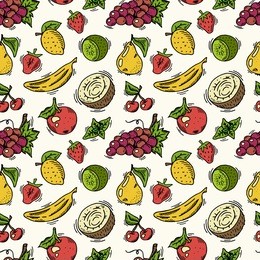 seamless pattern with fruits. hand drawn fruits made in vector. can be used for menu, background and other design.