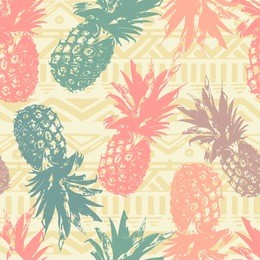 seamless pattern with pineapple on tribal background  in vector 

