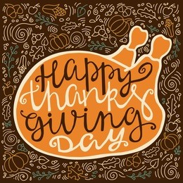 vintage poster for thanksgiving with hand painted letter.