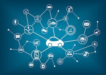 connected car vector illustration. concept of connecting to vehicles with various devices.