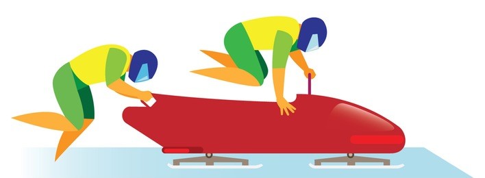 two bobsleigh at the start