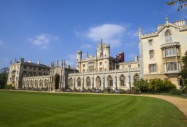 a view of the stunning st. johns college in cambridge, uk.
