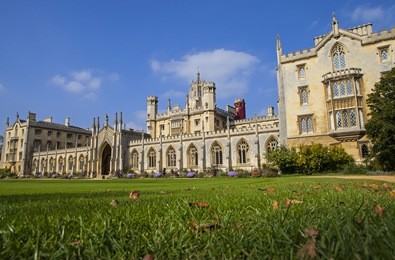 a view of the stunning st. johns college in cambridge, uk.