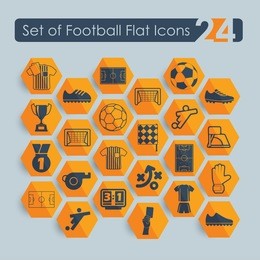 set of football flat icons