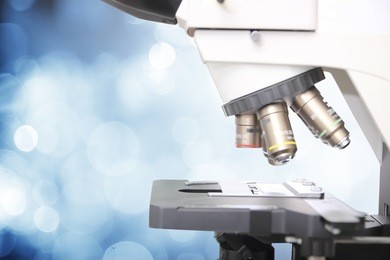 laboratory microscope. scientific research background.