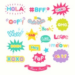 cute internet slang wording vector design illustration