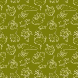 seamless pattern with vegetables. hand drawn vegetables made in vector. can be used for menu, background and other design.