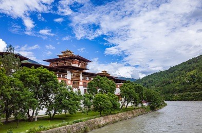 the punakha dzong, meaning "the palace of great happiness or bliss is the administrative centre of punakha district in punakha, bhutan