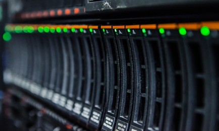 network server in datacenter shallow in dept of field