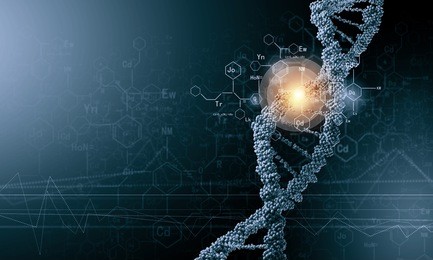 biochemistry background concept with high tech dna molecule