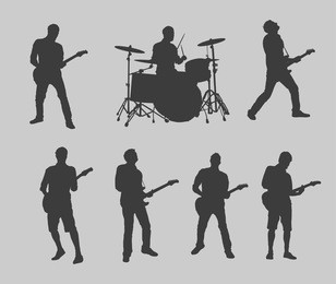 drummer and guitarman outlines