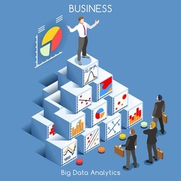big data analytics data mining. interacting people unique isometric realistic poses. bright palette 3d flat icon set. statistics concept. a man speaking on top of a graph pile of cubes jpg jpeg image