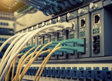 fiber optic switchboard with wires