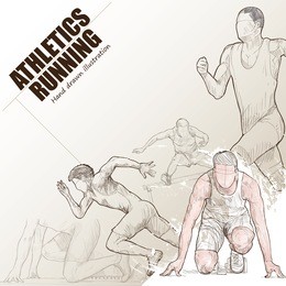 illustration of athlete running. hand drawn. athlete running poster. sport background.