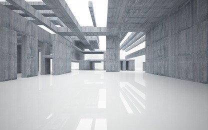 abstract glossy white interior with concrete structure.3d illustration. 3d rendering