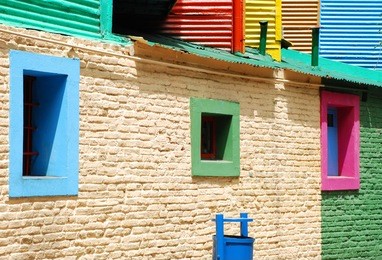 houses in caminito street, in la boca, in buenos aires, argentina