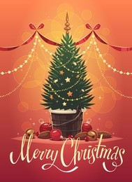 christmas tree. christmas greeting card  background  poster. vector illustration.