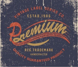 vintage label design for t-shirt with old effect